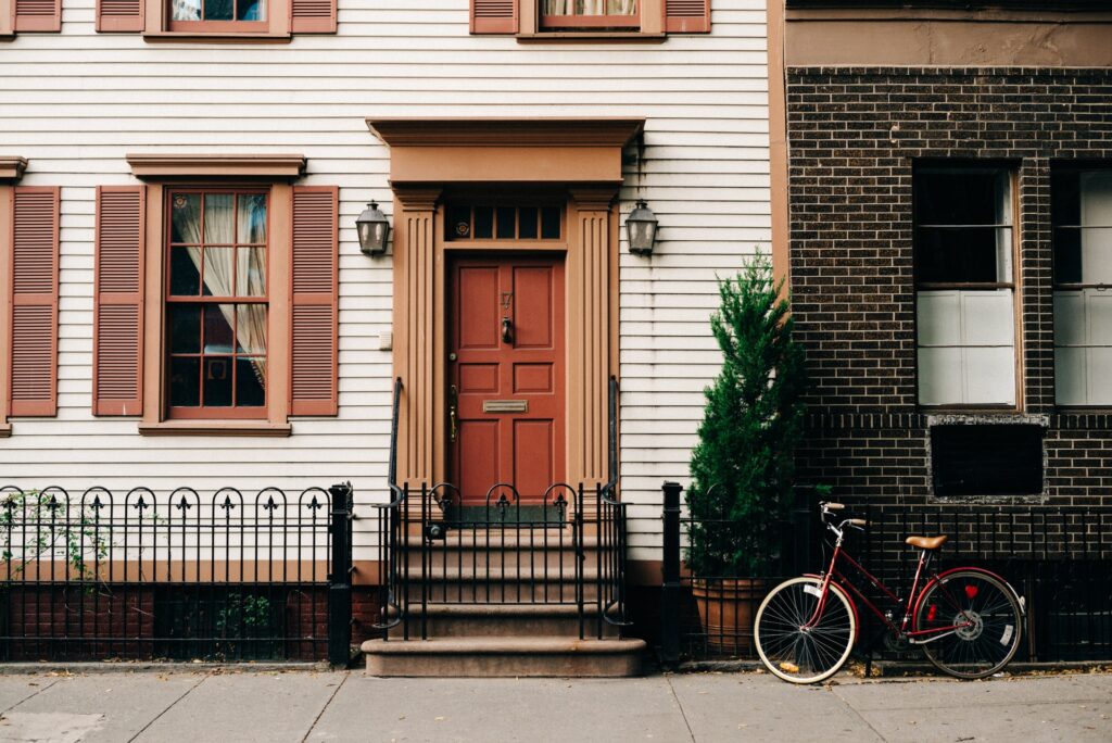 a house with a bike